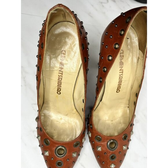 Clements Ribeiro Studded Grommet Heels Size 39 EU 9 US - Picture 11 of 16